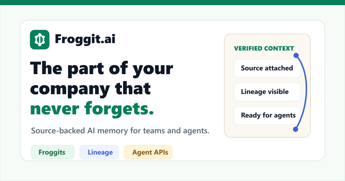 Frog Git Froggit — The part of your company that never forgets